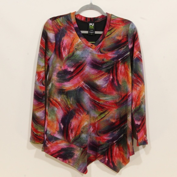 Pure Essence Women's Black Multicolor Long Sleeve Blouse Size Small NWT - Picture 1 of 6